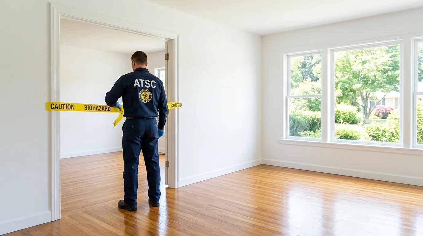 Certified biohazard cleanup crew performing Decomposition Cleanup in Maplewood